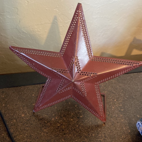 Metal Star Candle Holder Western Bronze Star with perforated holes illuminating - Picture 4 of 4